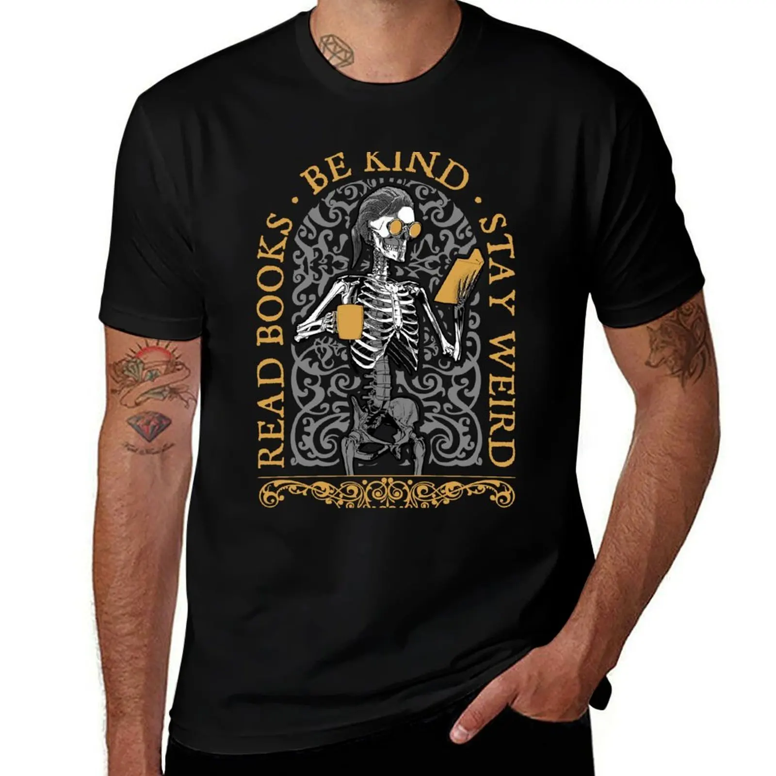 Read Books Be Kind Stay Weird Gothic Book Lover Skeleton T-Shirt Basic Regular Fit Casual T-Shirt
Read Books Be Kind Stay Weird Gothic Book Lover Skeleton T-Shirt Basic Regular Fit Casual T-Shirt