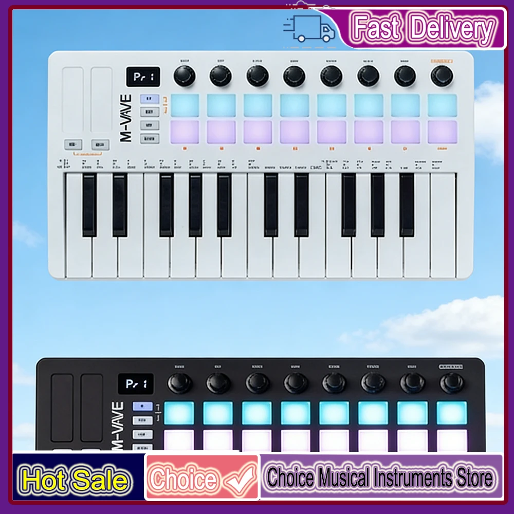 M-VAVE SMK-25 MIDI Pad Controller Rechargeable Keyboard USB 25 Key,16 RGB Drum Pads,8 Knobs&Music Production,Software Included
M-VAVE SMK-25 MIDI Pad Controller Rechargeable Keyboard USB 25 Key,16 RGB Drum Pads,8 Knobs&Music Production,Software Included