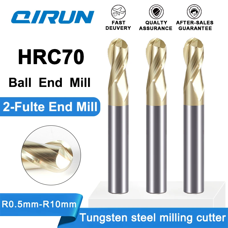 Фреза шаровая QIRUN HRC70 из вольфрамовой стали, 2-лезвийная шаровая фреза для нержавеющей стали, высокотвердый режущий инструмент из сплава
Фреза шаровая QIRUN HRC70 из вольфрамовой стали, 2-лезвийная шаровая фреза для нержавеющей стали, высокотвердый режущий инструмент из сплава