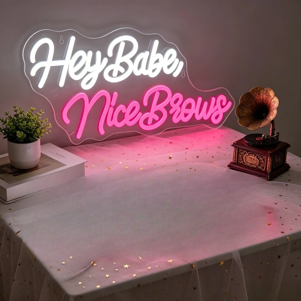 Hey Babe Nice Brows USB Neon Sign Dimmable LED Neon Light for Beauty Salon Studio Lash Room Makeup Artist Shop Sign Wall Decor
Hey Babe Nice Brows USB Neon Sign Dimmable LED Neon Light for Beauty Salon Studio Lash Room Makeup Artist Shop Sign Wall Decor