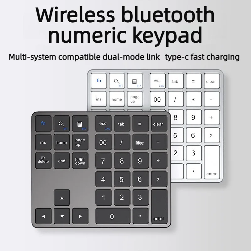 NEW Wireless Bluetooth Numeric Keypad 2.4Ghz Digital Keyboard 300MAh Battery Rechargeable Numpad For Windows iOS
NEW Wireless Bluetooth Numeric Keypad 2.4Ghz Digital Keyboard 300MAh Battery Rechargeable Numpad For Windows iOS