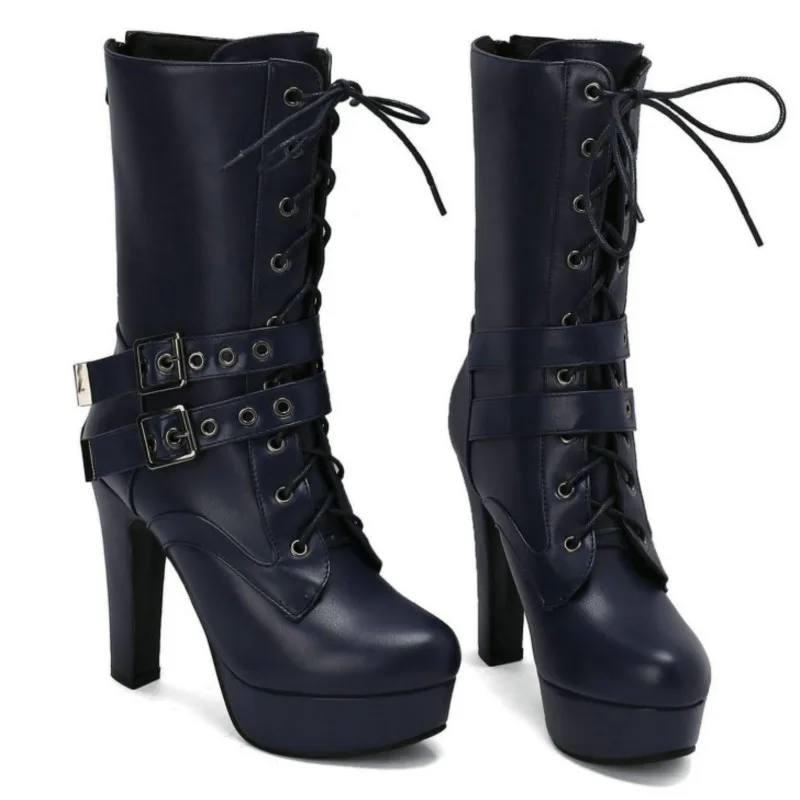 Women Punk Style Lace-Up Ankle Boots Belt Buckle Platform High Heels Short Boot Female White Autumn Winter Round Toe Shoes 2025
Women Punk Style Lace-Up Ankle Boots Belt Buckle Platform High Heels Short Boot Female White Autumn Winter Round Toe Shoes 2025