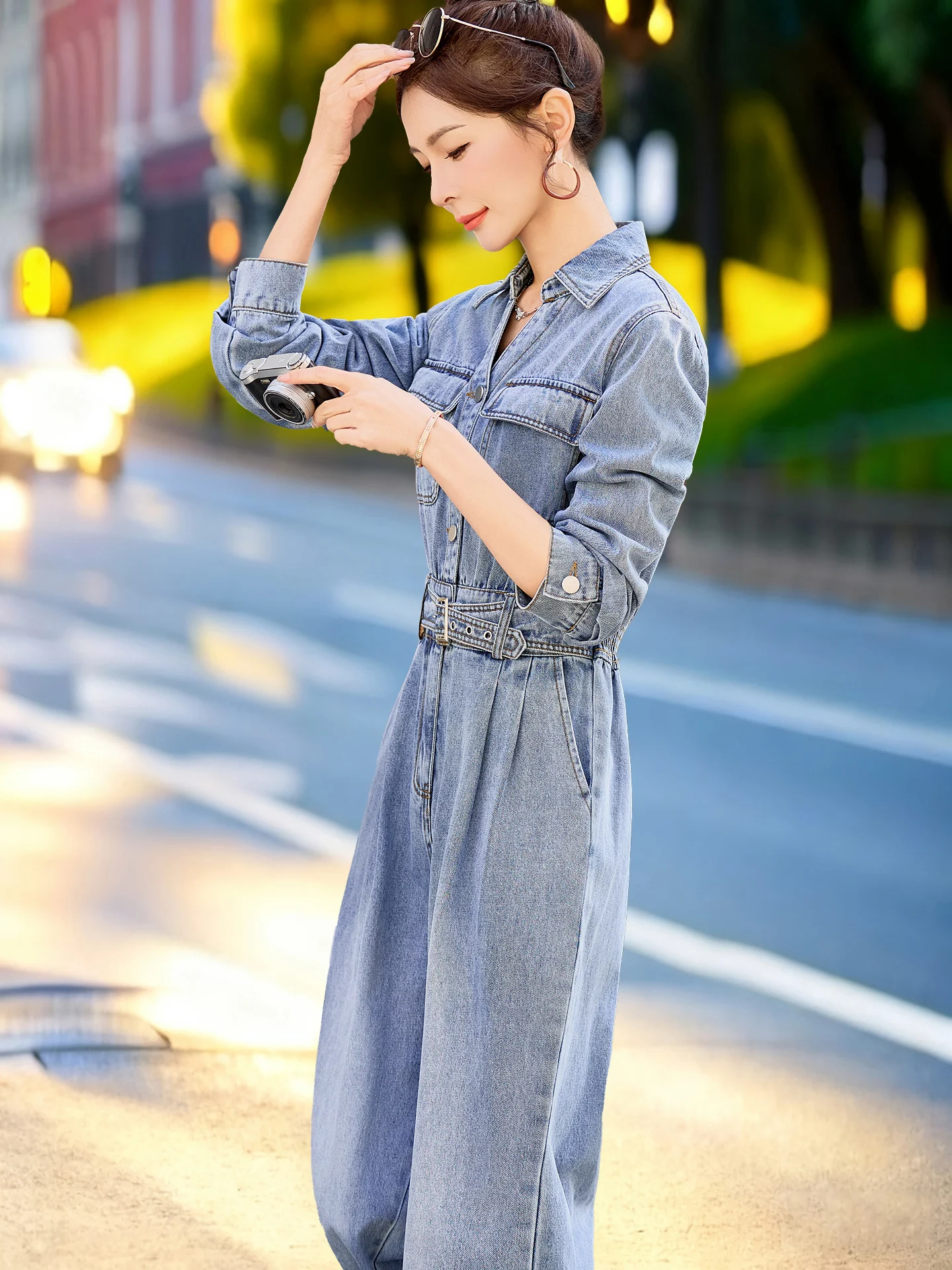 Ele High-Waist Wide-Leg Denim Jumpsuit Women's Faion Slimming Workwear Long Pants Cotton Blend Commute Sle Spring New
Ele High-Waist Wide-Leg Denim Jumpsuit Women's Faion Slimming Workwear Long Pants Cotton Blend Commute Sle Spring New