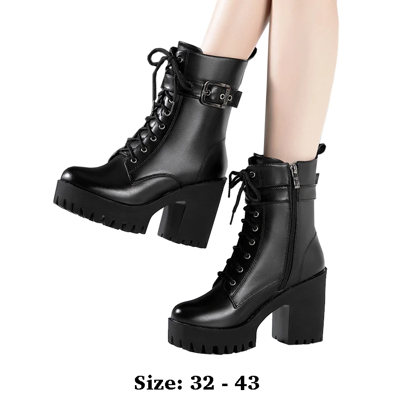 High quality short mid calf leather boots for women 8cm 10cm high heel platform 32 33 34 autumn winter elegant shoe black white
High quality short mid calf leather boots for women 8cm 10cm high heel platform 32 33 34 autumn winter elegant shoe black white