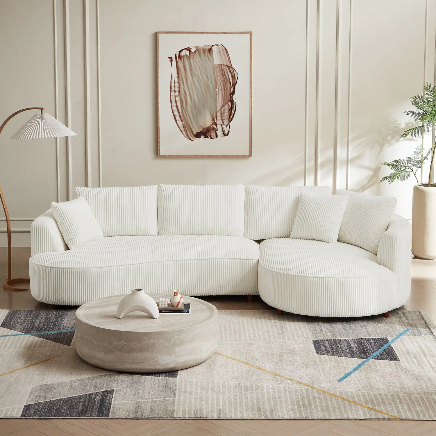122.04 inch Corduroy Upholstered Sectional Sofa with Right Facing Chaise for Living Room Office Corner White Corduroy Modern Sof
122.04 inch Corduroy Upholstered Sectional Sofa with Right Facing Chaise for Living Room Office Corner White Corduroy Modern Sof