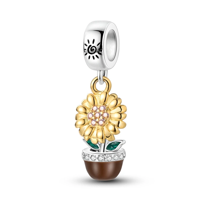 New 925 Sterling Silver Sunflower Potted Charm Pendant Fit 3mm Original Bracelet DIY Women Exquisite Anniversary Jewelry Gifts
New 925 Sterling Silver Sunflower Potted Charm Pendant Fit 3mm Original Bracelet DIY Women Exquisite Anniversary Jewelry Gifts