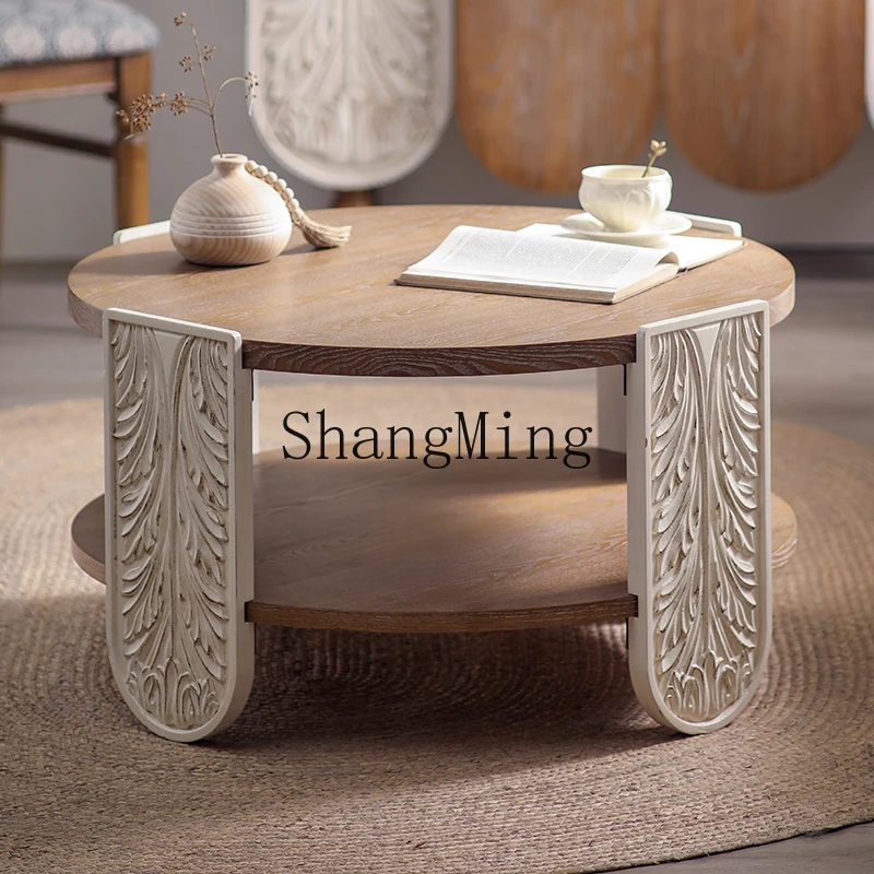 ZYH retro solid wood small round table living room double-layer small coffee table B & B carved coffee table sofa corner
ZYH retro solid wood small round table living room double-layer small coffee table B & B carved coffee table sofa corner