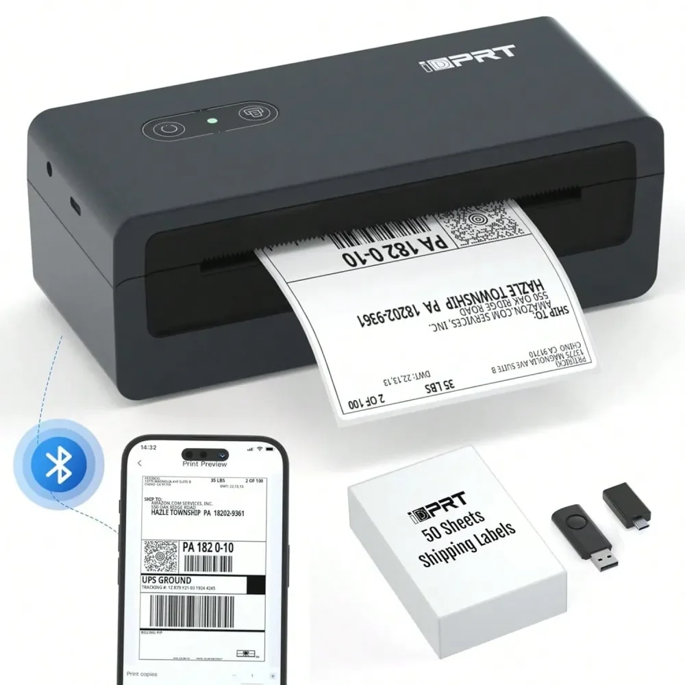 IDPRT SP460BT Shipping Label Printer 4x6 Bluetooth Thermal Label Printer For Small Business And Shipping Package, Support Androi
IDPRT SP460BT Shipping Label Printer 4x6 Bluetooth Thermal Label Printer For Small Business And Shipping Package, Support Androi