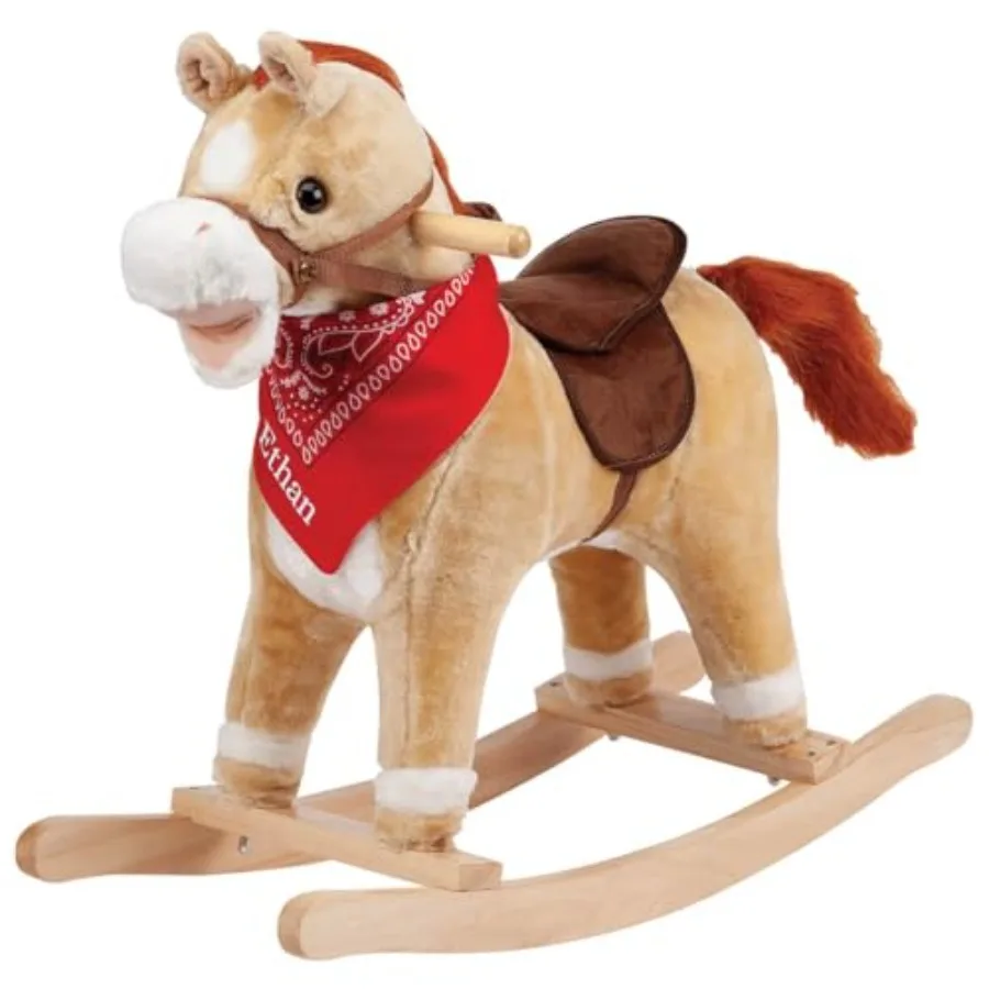Custom Animated Rocking Horse Soft Plush Ride-On Pony with Sounds Movable Mouth and Tail Includes Custom Bandana 25" Wooden Bas
Custom Animated Rocking Horse Soft Plush Ride-On Pony with Sounds Movable Mouth and Tail Includes Custom Bandana 25" Wooden Bas