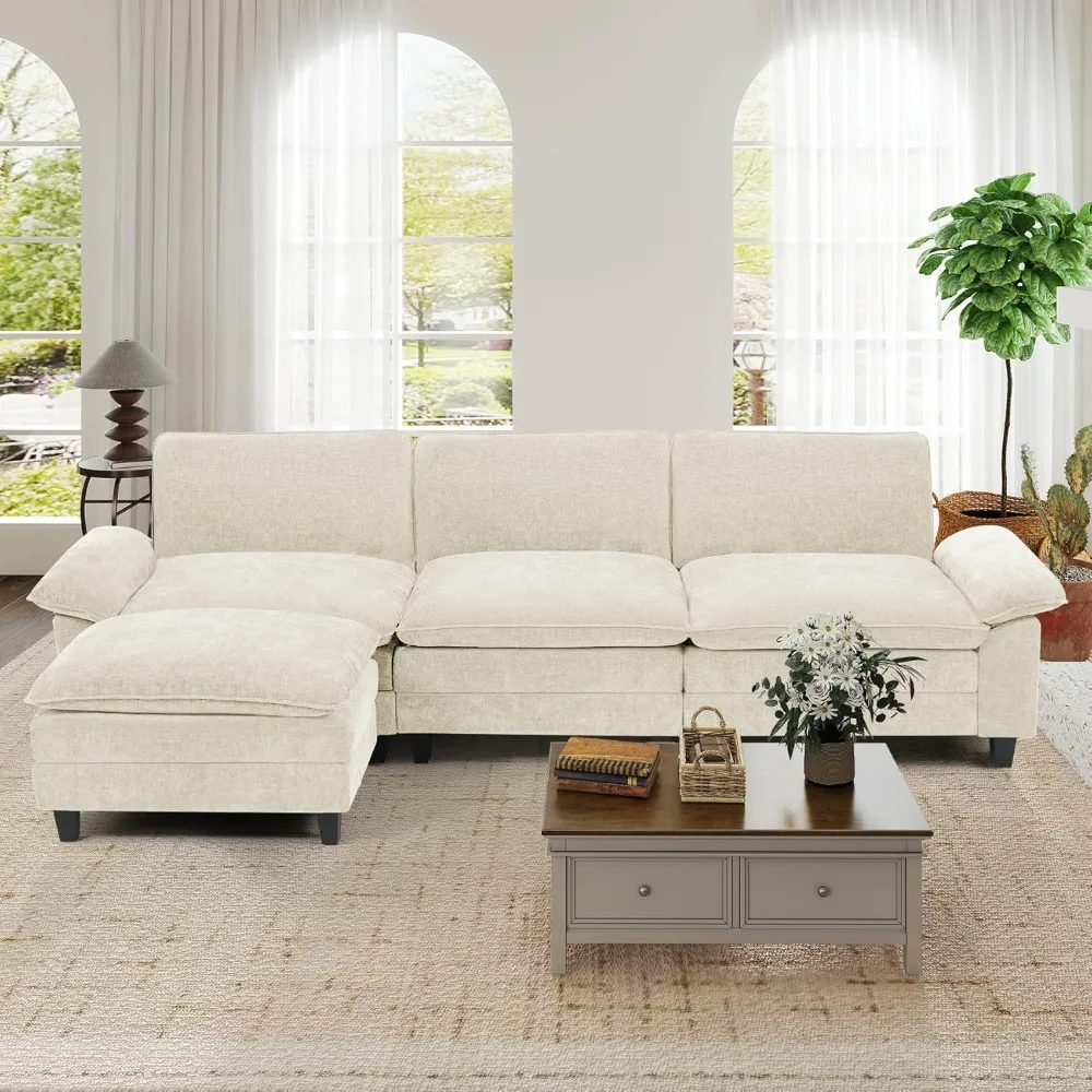 118" Modular Sectional Sofa,Comfy Cloud Couch Sectional Sofa with Ottoman,L Shaped 4-Seat Chenille Sleeper Deep Seat Sofas
118" Modular Sectional Sofa,Comfy Cloud Couch Sectional Sofa with Ottoman,L Shaped 4-Seat Chenille Sleeper Deep Seat Sofas