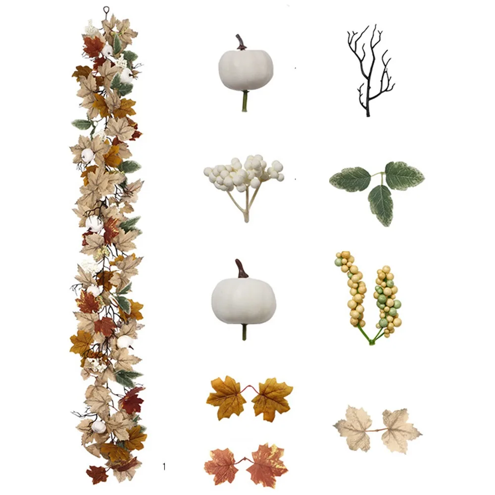 190cm Artificial Fall Maple Leaf Vine White Berry Pumpkin Halloween Pumpkin Vine Realistic Plastic Fake Plants Home Decoration
190cm Artificial Fall Maple Leaf Vine White Berry Pumpkin Halloween Pumpkin Vine Realistic Plastic Fake Plants Home Decoration