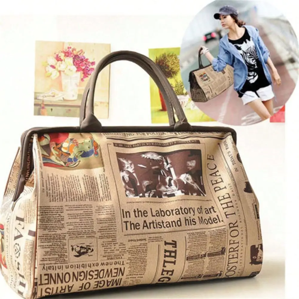 Retro Bags Tote Purse, Luggage Bag Travel Handbag, Vintage Newspaper Design WaterRepellent Bag
Retro Bags Tote Purse, Luggage Bag Travel Handbag, Vintage Newspaper Design WaterRepellent Bag