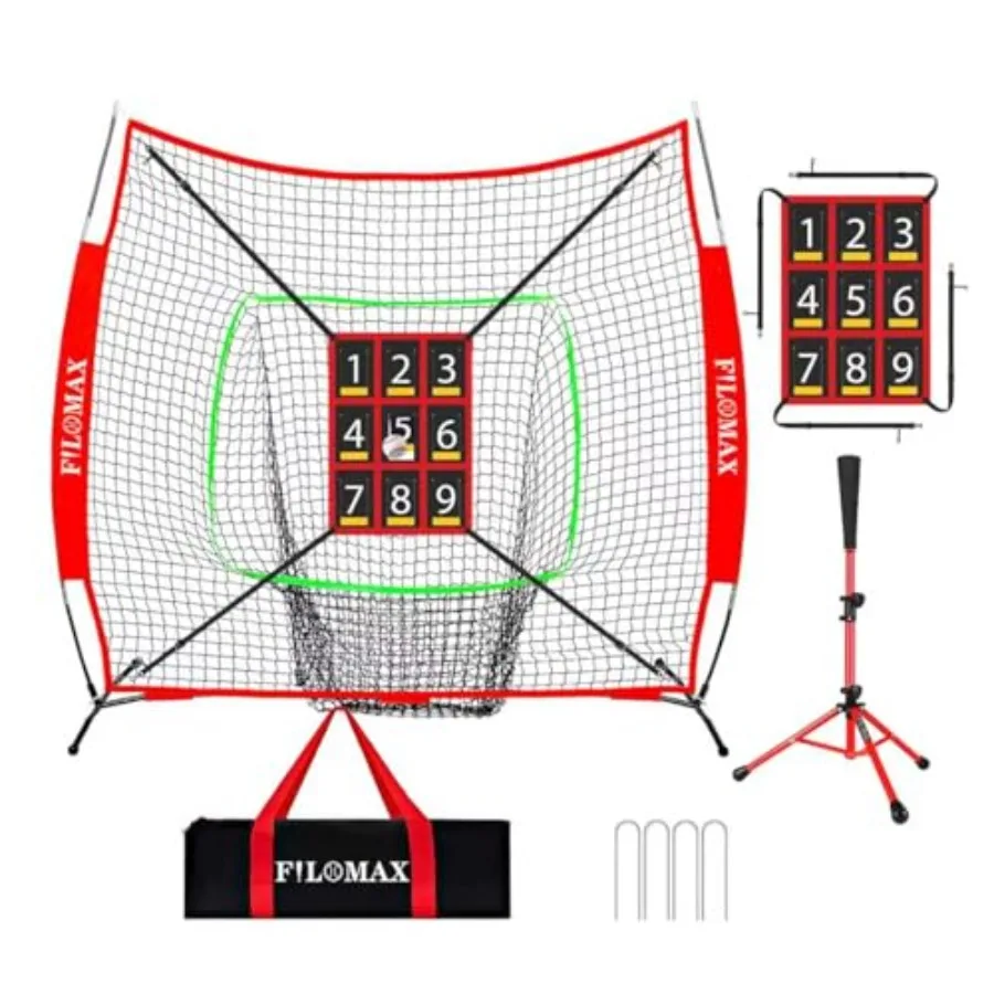 7x7ft Baseball and Softball Practice Net with Numbered Strike Zone and Batting Tee - Heavy Duty Portable Hitting Pitching Train
7x7ft Baseball and Softball Practice Net with Numbered Strike Zone and Batting Tee - Heavy Duty Portable Hitting Pitching Train