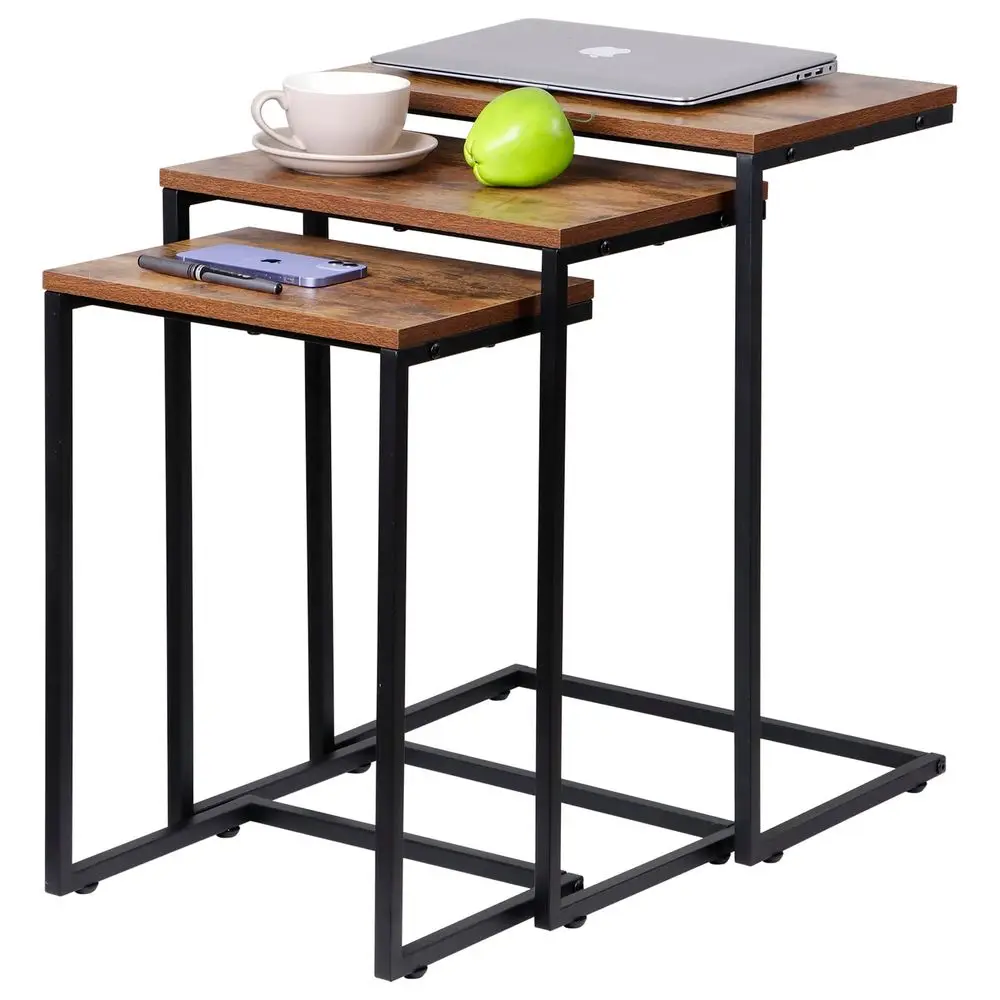 Nesting Tables Set of 3, Industrial C Shaped End Table Stackable Coffee Table Heavy Duty Metal Frame for Small Space, Living Ro
Nesting Tables Set of 3, Industrial C Shaped End Table Stackable Coffee Table Heavy Duty Metal Frame for Small Space, Living Ro