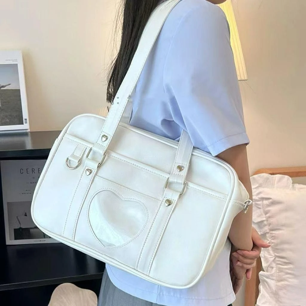 Japanese Lolita Cosplay JK School Uniform Anime Bags Fashion Heart PU Leather Women Student Handbag Cosplay Shoulder Bag 
Japanese Lolita Cosplay JK School Uniform Anime Bags Fashion Heart PU Leather Women Student Handbag Cosplay Shoulder Bag