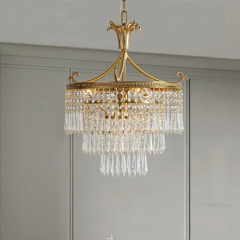 GHEUVNJ American style luxury crystal lamp, French style all copper living room and dining room pendant light
GHEUVNJ American style luxury crystal lamp, French style all copper living room and dining room pendant light