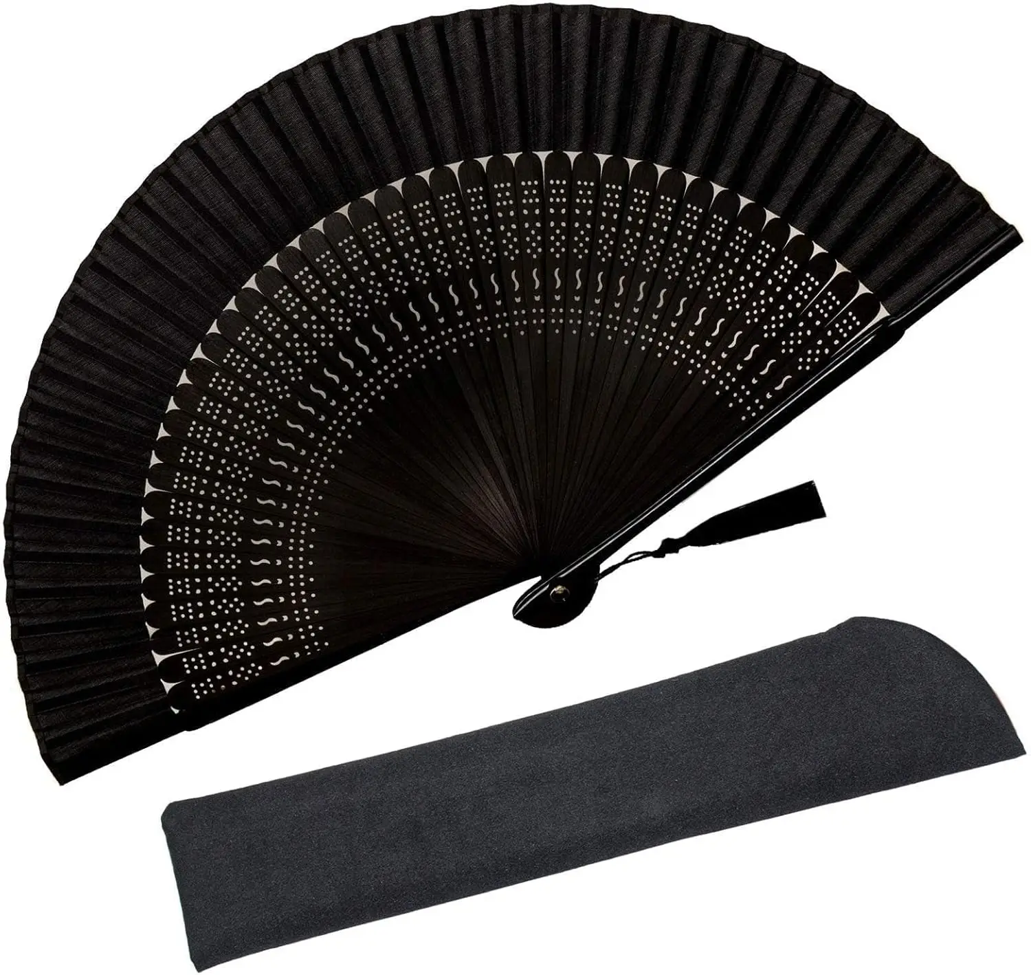 Foldable Hand Fan for Women - Japanese Chinese Style with Case, 8.3x15 inch, Silk Fabric, for Hot Flashes, Dance, Party, Gift (Black)
Foldable Hand Fan for Women - Japanese Chinese Style with Case, 8.3x15 inch, Silk Fabric, for Hot Flashes, Dance, Party, Gift (Black)