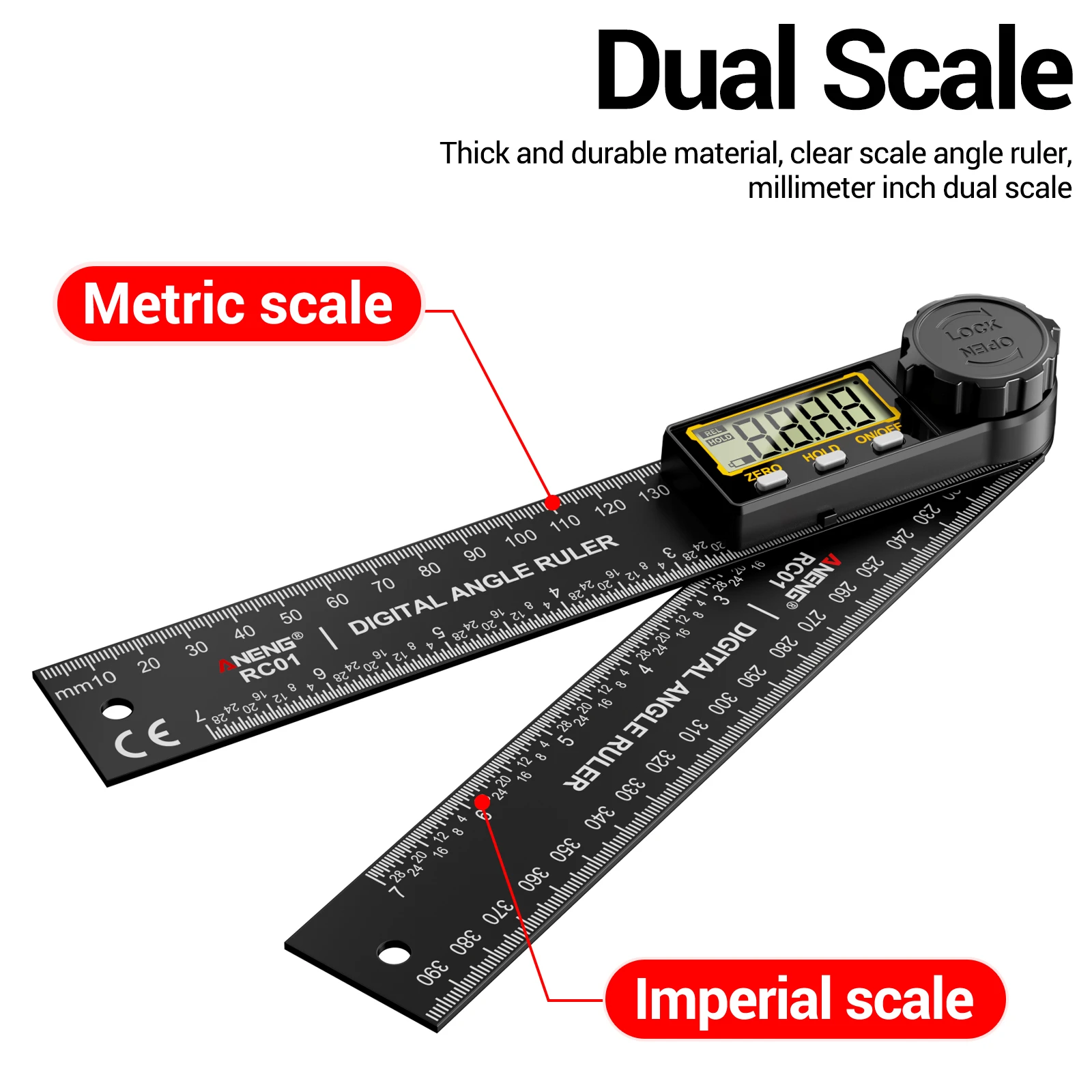 ANENG RC01 Digital Angle Finder Gauge Multifunction Detector 0-0-999.9° Angle Ruler Protractor Caliper Woodworking Tools
ANENG RC01 Digital Angle Finder Gauge Multifunction Detector 0-0-999.9° Angle Ruler Protractor Caliper Woodworking Tools