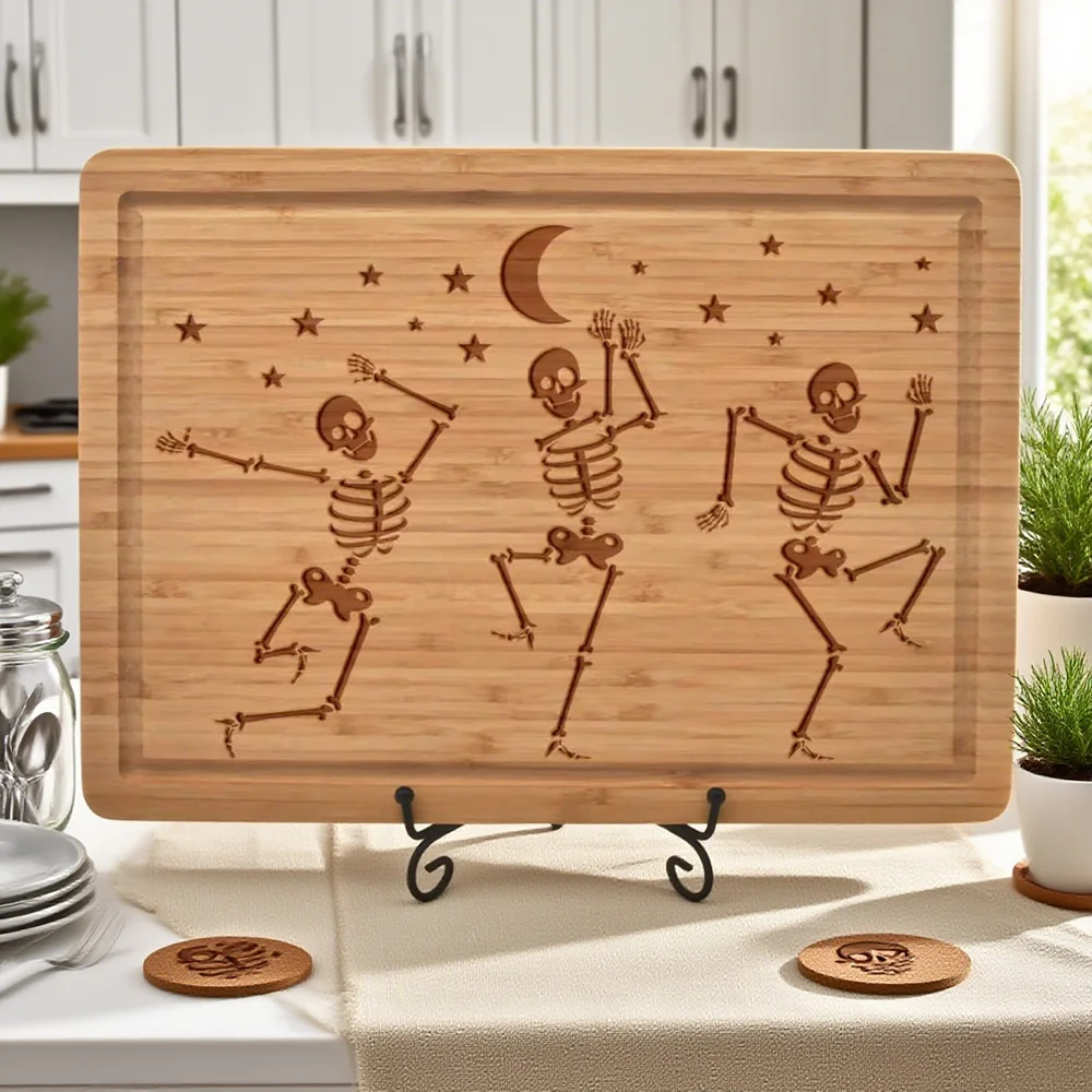 Halloween Skeleton Cutting Board Dancing Skeleton Bamboo Board Spooky Halloween Kitchen Decor Charcuterie Gift Housewarming Gift
Halloween Skeleton Cutting Board Dancing Skeleton Bamboo Board Spooky Halloween Kitchen Decor Charcuterie Gift Housewarming Gift