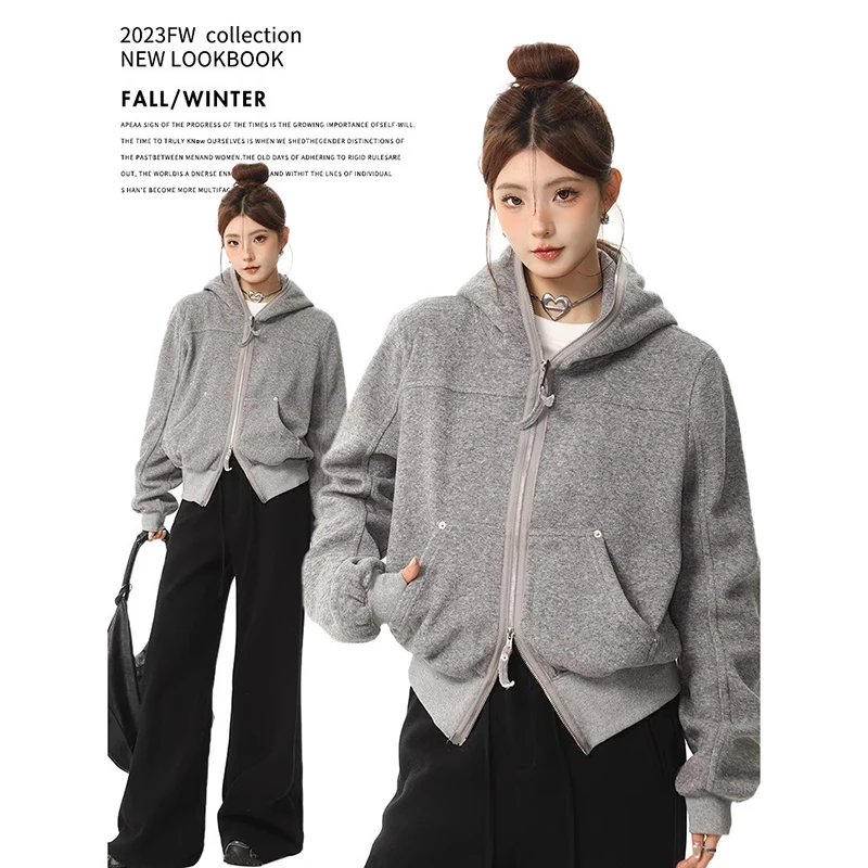 Korean Version Minimalist Retro Solid Color Hooded Sweater Jacket for Women Autumn Lazy Style Loose Casual Zipper Cardigan Top
Korean Version Minimalist Retro Solid Color Hooded Sweater Jacket for Women Autumn Lazy Style Loose Casual Zipper Cardigan Top