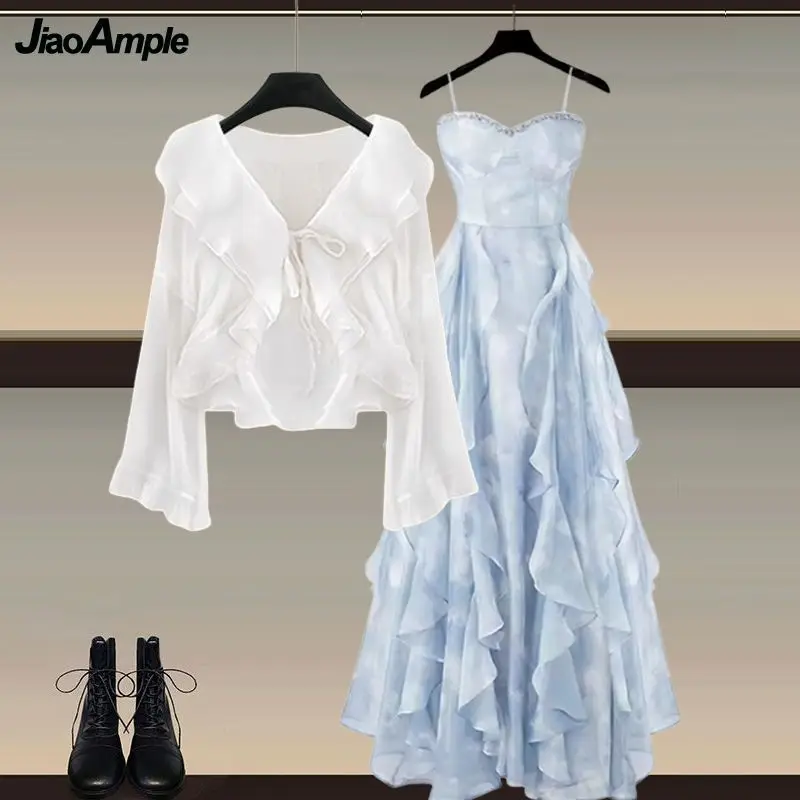 2025 Women's Summer New In Fashion Dress Matching Set Korean Elegant Chiffon Sunscreen Shirt+Strap Skirt Two Piece Lady Suit
2025 Women's Summer New In Fashion Dress Matching Set Korean Elegant Chiffon Sunscreen Shirt+Strap Skirt Two Piece Lady Suit
