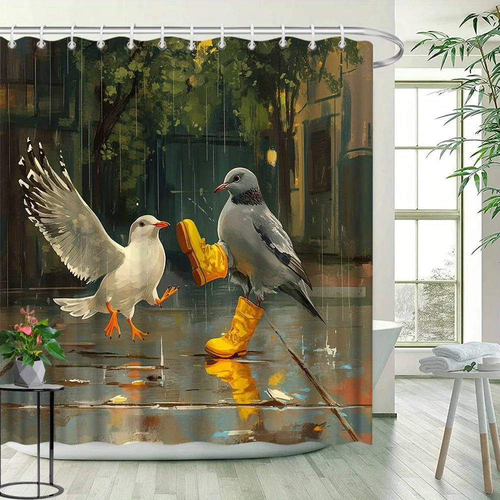 Забавная занавеска для душа - Чайки и голуби под дождем, интерактивный дизайн, полиэстер, декор для ванной комнаты, 12 крючков
Забавная занавеска для душа - Чайки и голуби под дождем, интерактивный дизайн, полиэстер, декор для ванной комнаты, 12 крючков