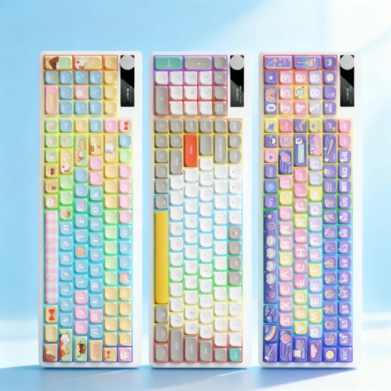 Минималистичный низкопрофильный переключатель, модель YK100 с экраном, трехрежимные колпачки для клавиш из ПБТ, эргономичные для офиса/игр, RGB-подсветка, аксессуары
Минималистичный низкопрофильный переключатель, модель YK100 с экраном, трехрежимные колпачки для клавиш из ПБТ, эргономичные для офиса/игр, RGB-подсветка, аксессуары