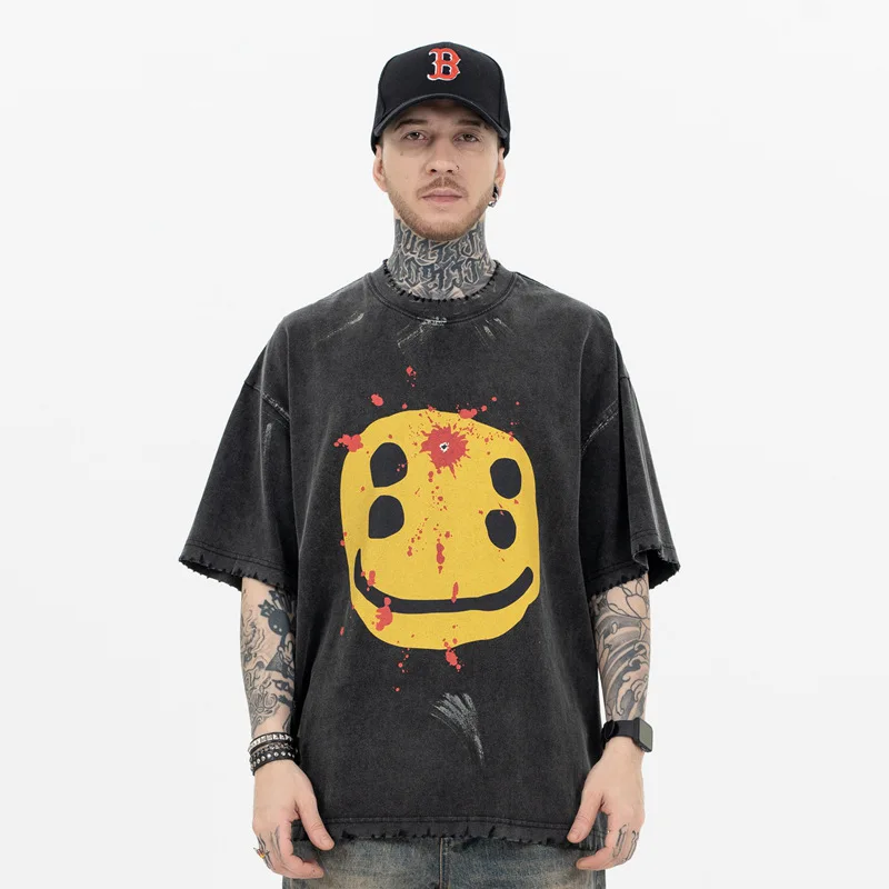 Мужская модная летняя футболка New Brand Broken Smile в американском ретро-стиле, винтажная, уличная, свободного кроя, из хлопка, с круглым вырезом.
Мужская модная летняя футболка New Brand Broken Smile в американском ретро-стиле, винтажная, уличная, свободного кроя, из хлопка, с круглым вырезом.