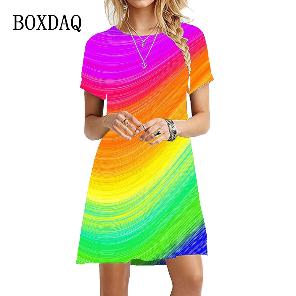 2023 Hot Sale New Women Pattern Abstract Dresses Candy Color 3D Print Short Sleeve Dress Summer Fashion Casual Loose Mini Dress
2023 Hot Sale New Women Pattern Abstract Dresses Candy Color 3D Print Short Sleeve Dress Summer Fashion Casual Loose Mini Dress