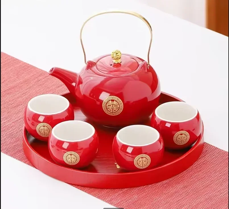 Red Ceramic Teaware Suit Chinese Wedding Tea Set Handmade Tea Pot and Cup Set Customized Household Porcelain Beauty Teacup
Red Ceramic Teaware Suit Chinese Wedding Tea Set Handmade Tea Pot and Cup Set Customized Household Porcelain Beauty Teacup