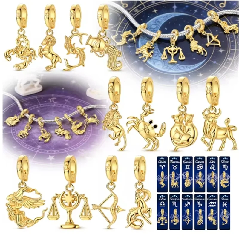 925 Sterling Silver 12 Constellation Charms Bead Pendant Fit Original Bracelet DIY Universal Buckle Charm For Women Jewelry Gift
925 Sterling Silver 12 Constellation Charms Bead Pendant Fit Original Bracelet DIY Universal Buckle Charm For Women Jewelry Gift