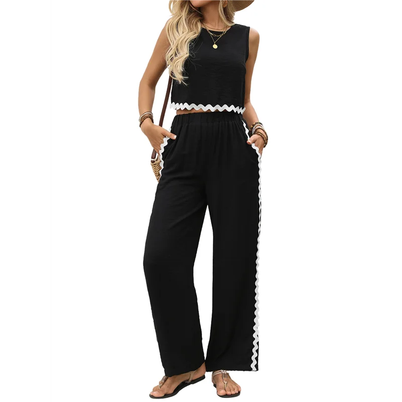 ASDS-Womens Summer 2 Piece Outfits Sleeveless Cropped Tank Button Back Top Wide Leg Pants Linen Set
ASDS-Womens Summer 2 Piece Outfits Sleeveless Cropped Tank Button Back Top Wide Leg Pants Linen Set