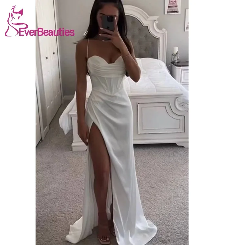 Satin Mermaid Prom Dresses Long Formal Dresses for Women Spaghetti Straps Maxi Gowns Side Slit Evening Dresses
Satin Mermaid Prom Dresses Long Formal Dresses for Women Spaghetti Straps Maxi Gowns Side Slit Evening Dresses