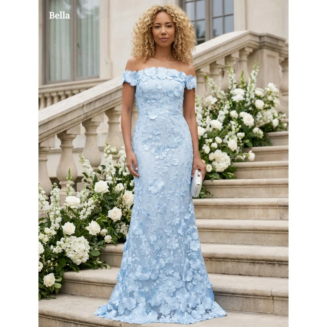 Bella Customized Sky Blue Off Shoulder Prom Dress 3D Floral Lace Mermaid vestidos de noche Formal Evening Elegant Bridesmaid
Bella Customized Sky Blue Off Shoulder Prom Dress 3D Floral Lace Mermaid vestidos de noche Formal Evening Elegant Bridesmaid