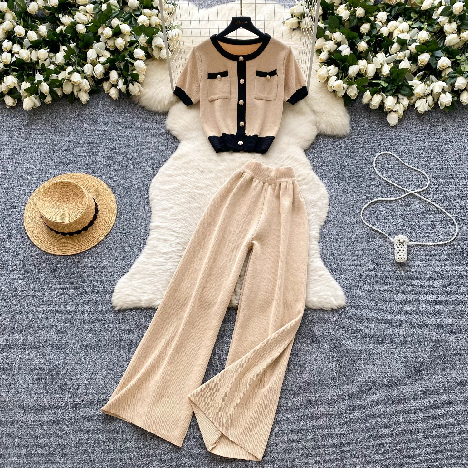 Sexy Two Pieces Sets Chic Pleated striped button Top with Fashion Hotsweet High Waist Wide Leg Pant Sets
Sexy Two Pieces Sets Chic Pleated striped button Top with Fashion Hotsweet High Waist Wide Leg Pant Sets