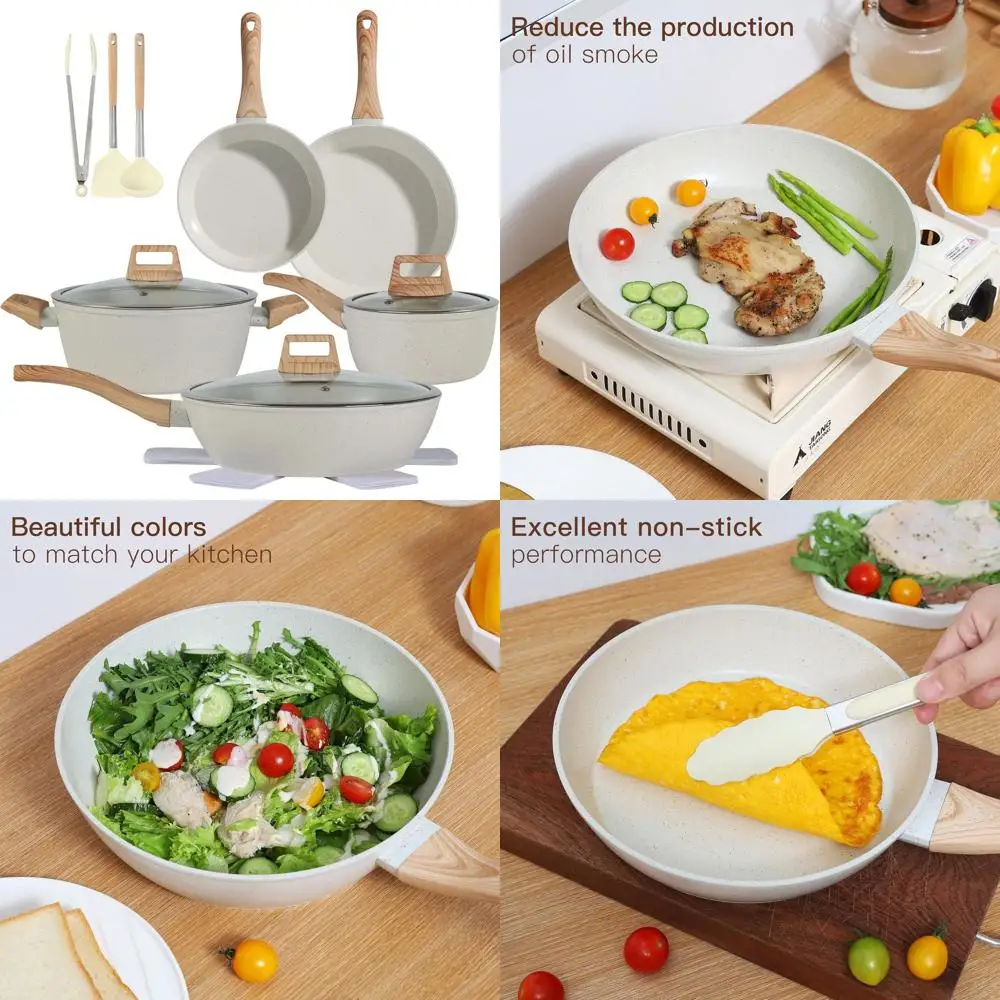 15-Piece Nonstick White Ceramic Cookware Set with Pots and Pans
15-Piece Nonstick White Ceramic Cookware Set with Pots and Pans