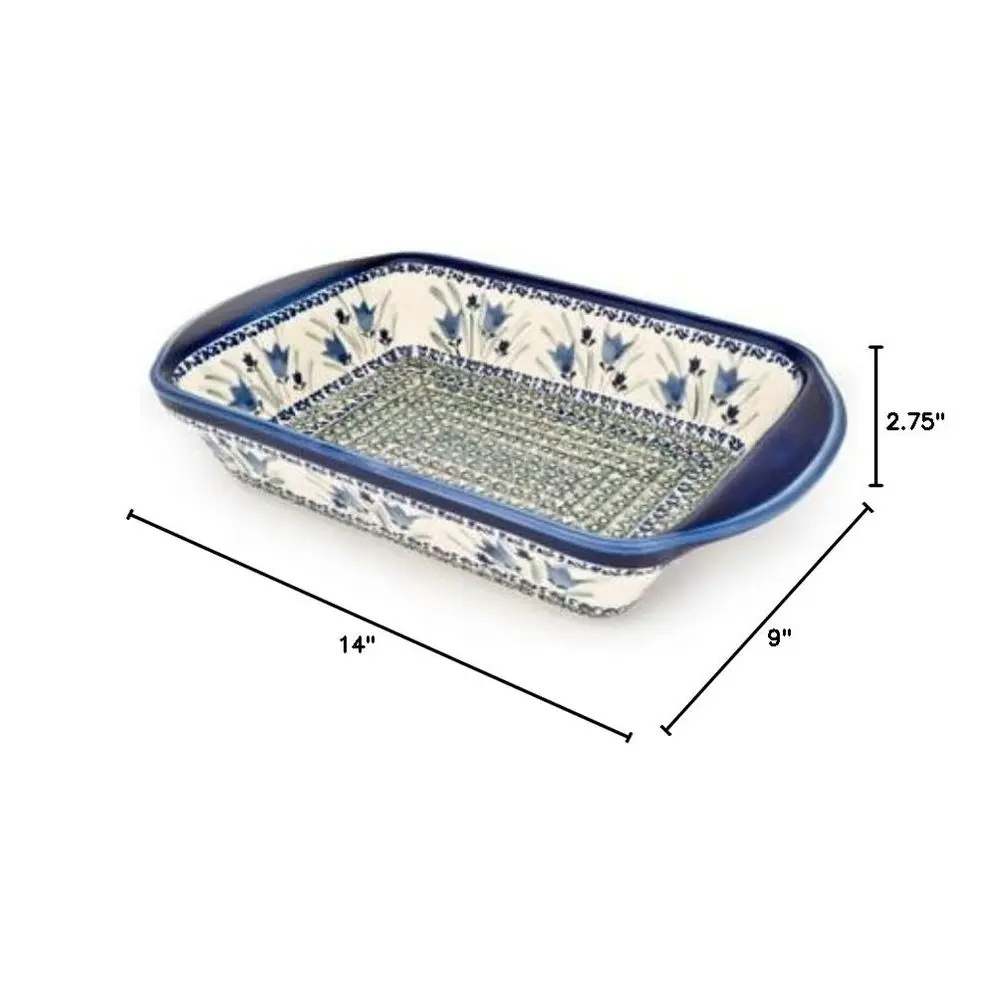 Rose Polish Pottery Blue Tulip Large Rectangular Baker with Handles 11.5 x 9.25 Unique, Dishwasher Safe, amp Durable Bakeware
Rose Polish Pottery Blue Tulip Large Rectangular Baker with Handles 11.5 x 9.25 Unique, Dishwasher Safe, amp Durable Bakeware