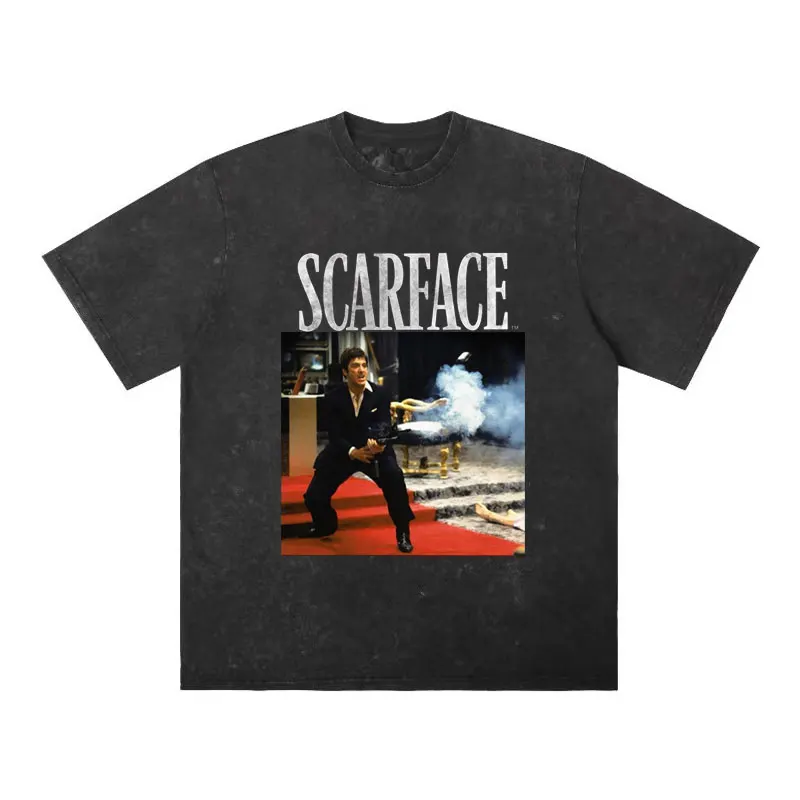 Vintage Wash Al Pacino As Tony Montana Movie Scarface Say Good Night To The Bad Guy Slogan Graphic T Shirts Men Oversized Tshirt
Vintage Wash Al Pacino As Tony Montana Movie Scarface Say Good Night To The Bad Guy Slogan Graphic T Shirts Men Oversized Tshirt