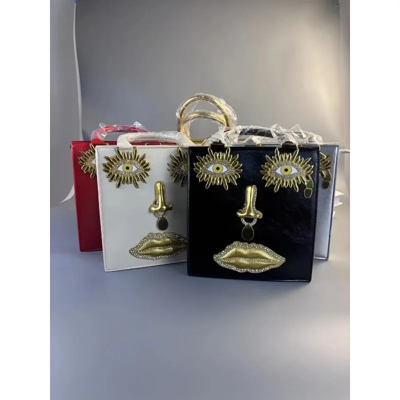 New Face Bag Women High Quality Black Leather Luxury Brands Handbag Jewelry Eyes Gold-tone Metal Shoulder Strap Crossbody Bags
New Face Bag Women High Quality Black Leather Luxury Brands Handbag Jewelry Eyes Gold-tone Metal Shoulder Strap Crossbody Bags