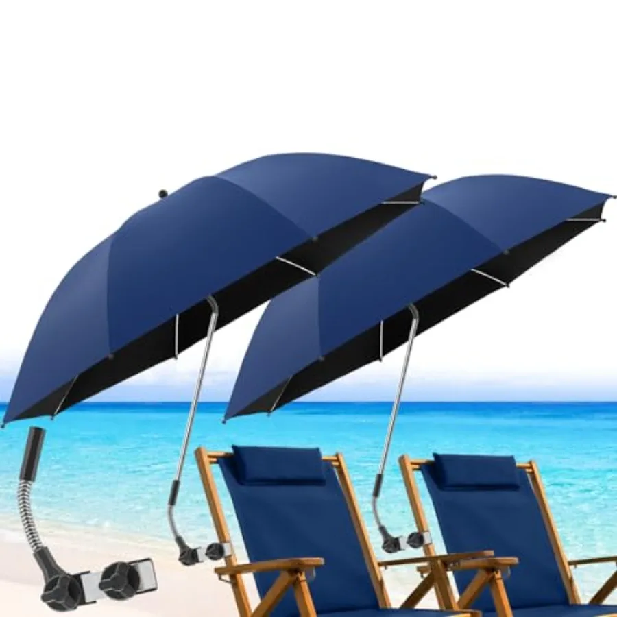2 PACK Beach Umbrella with Clamp, 360 ° Adjustable Umbrellas for Chair, UPF50+ Umbrella for Beach Chair, Patio Chair, Wheelchai
2 PACK Beach Umbrella with Clamp, 360 ° Adjustable Umbrellas for Chair, UPF50+ Umbrella for Beach Chair, Patio Chair, Wheelchai