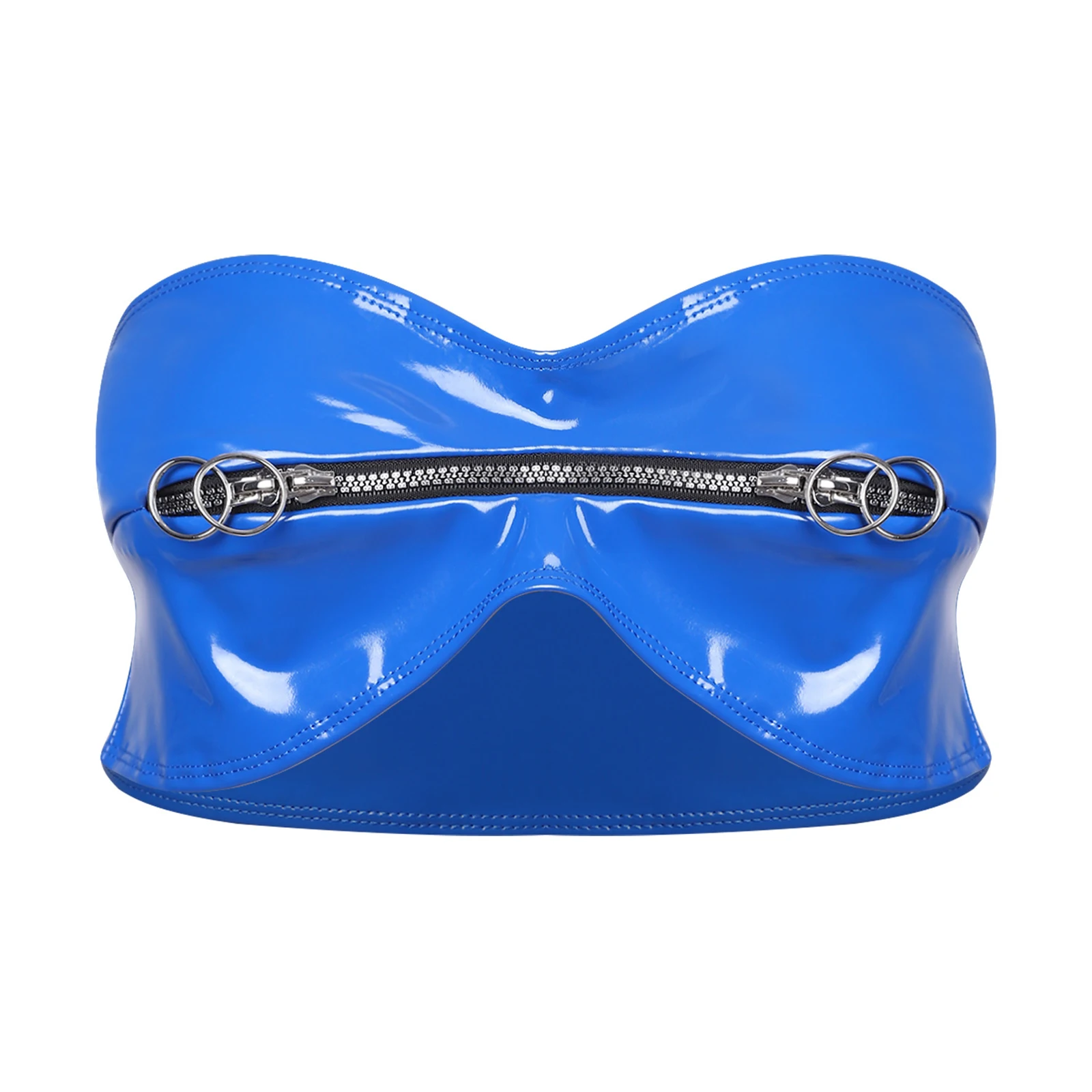 Womens Glossy PU Bandeau Crop Top Multi-end Zipper with O-ring Strapless Tube Bra Bralette Mini Corset Top Rave Party Clubwear
Womens Glossy PU Bandeau Crop Top Multi-end Zipper with O-ring Strapless Tube Bra Bralette Mini Corset Top Rave Party Clubwear
