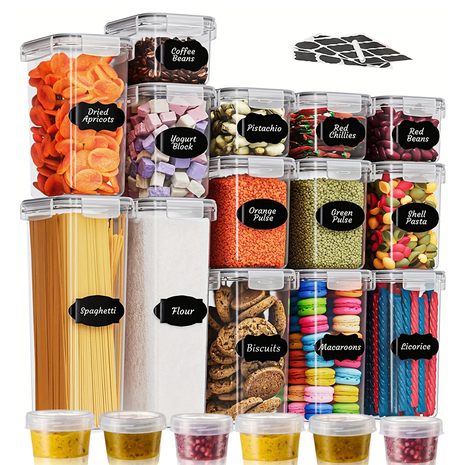 20 Piece BPA-Free Airtight Food Storage Container with Lids - PP Plastic Dry Food Jars for Flour, Sugar and Cereal - Contains
20 Piece BPA-Free Airtight Food Storage Container with Lids - PP Plastic Dry Food Jars for Flour, Sugar and Cereal - Contains
