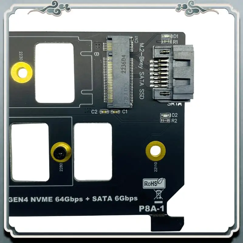 Premium PCIE 4.0 To M.2 SSD Adapter Card PCIE X4 GEN4 To M.2 NVME SSD+SATA NVME 64Gbps + SATA 6Gbps
Premium PCIE 4.0 To M.2 SSD Adapter Card PCIE X4 GEN4 To M.2 NVME SSD+SATA NVME 64Gbps + SATA 6Gbps