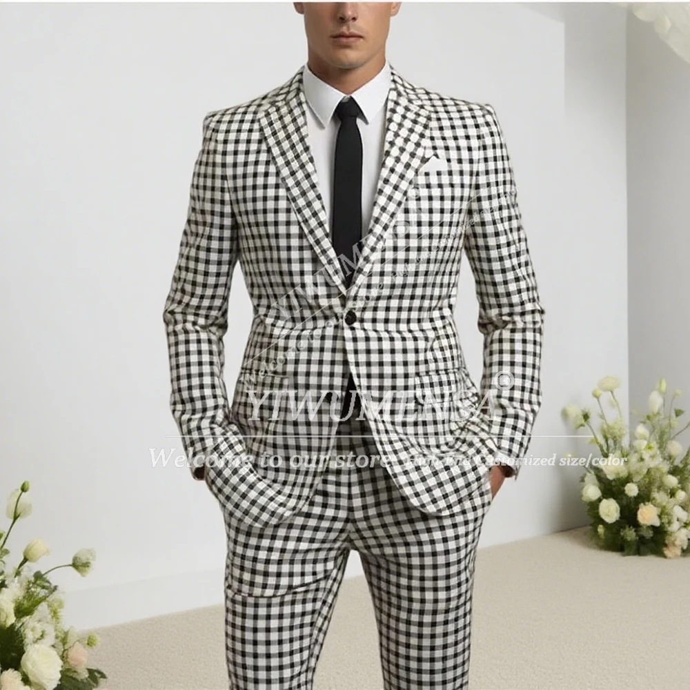 Elegante Деловые клетчатые мужские костюмы Slim Fit с зубчатыми лацканами для жениха Формальные смокинги для жениха Комплекты из 2 предметов Классический мужской наряд traje de hombre 
Elegante Деловые клетчатые мужские костюмы Slim Fit с зубчатыми лацканами для жениха Формальные смокинги для жениха Комплекты из 2 предметов Классический мужской наряд traje de hombre