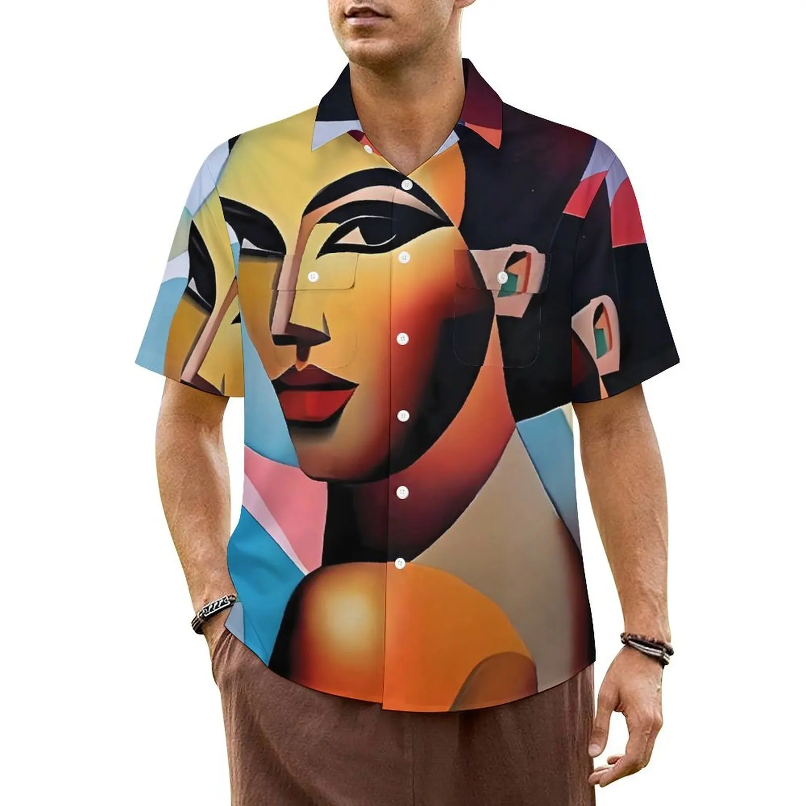 Summer Shirt Vacation Lady Face Art Board Print Blouses Cubist Style Vintage Casual Shirts Male Short Sleeve Streetwear Clothes
Summer Shirt Vacation Lady Face Art Board Print Blouses Cubist Style Vintage Casual Shirts Male Short Sleeve Streetwear Clothes