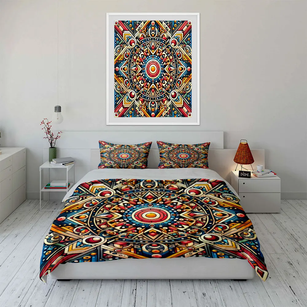 Geometric Mandala Art Decor Set Bedding Set with 1 Duvet Cover 2 Pillowcases Single Double King Queen, Gift
Geometric Mandala Art Decor Set Bedding Set with 1 Duvet Cover 2 Pillowcases Single Double King Queen, Gift