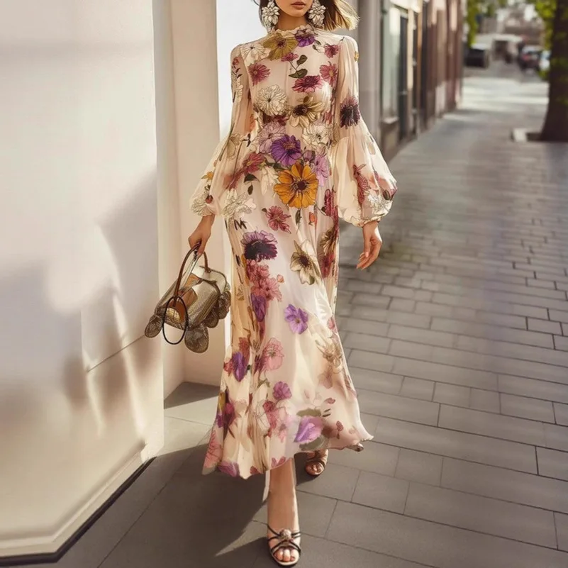 New women's vacation wind lotus leaf edge chiffon print elegant temperament waist cinched long sleeved dress
New women's vacation wind lotus leaf edge chiffon print elegant temperament waist cinched long sleeved dress