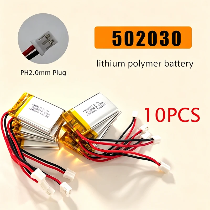 10pcs 502030 3.7v 250mAh Lipo Polymer Rechargeable Battery PH-2.0mm for Wireless Bluetooth Headset Toy Smart Watch GPS LED Light
10pcs 502030 3.7v 250mAh Lipo Polymer Rechargeable Battery PH-2.0mm for Wireless Bluetooth Headset Toy Smart Watch GPS LED Light