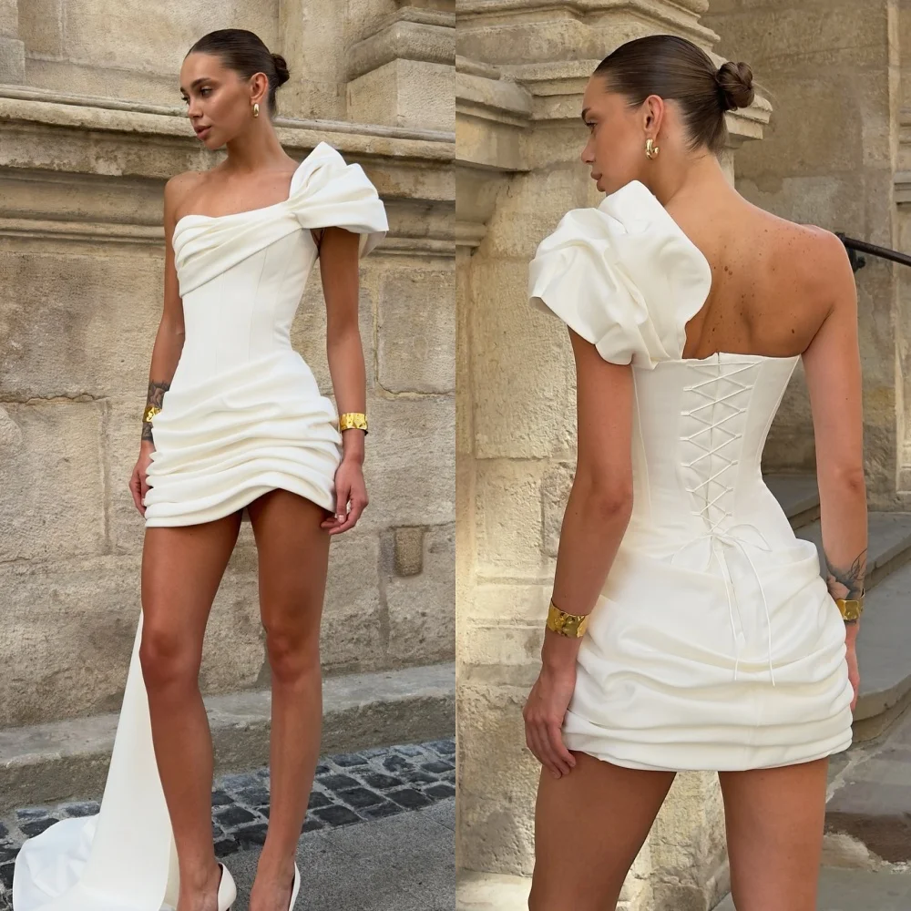 Customized High Quality Fashion Charmeuse Draped A-line One-shoulder Mini Dresses Bespoke Occasion Dresses Modern Style Classic
Customized High Quality Fashion Charmeuse Draped A-line One-shoulder Mini Dresses Bespoke Occasion Dresses Modern Style Classic