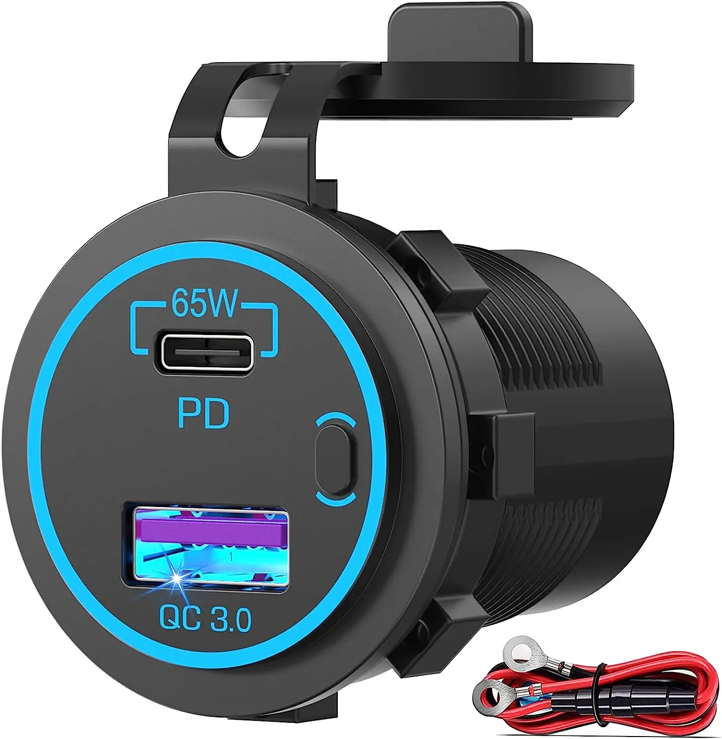83W Laptop Car Charger Socket Outlet 65W PD3.0 USB C and 18W QC3.0 USB Port Charger with Switch for Car RV Marine Motocycle
83W Laptop Car Charger Socket Outlet 65W PD3.0 USB C and 18W QC3.0 USB Port Charger with Switch for Car RV Marine Motocycle